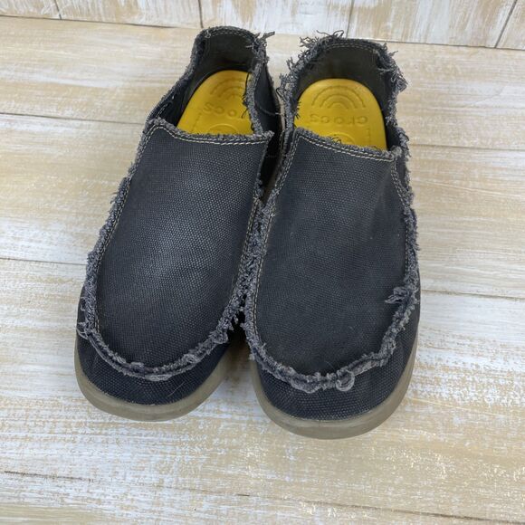 Crocs Santa Cruz Loafers Blue Canvas Triple Comfort Slip-On Men’s Size 12 - Picture 2 of 11